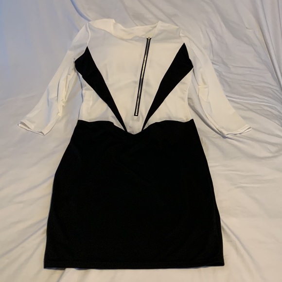 4 for $70.00. Knee length dress, Black & white, zipper detail, US size large. - Picture 2 of 7
